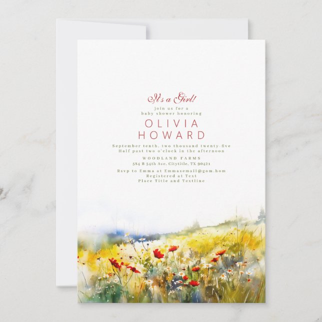 Invitation Bright Summer Fleurs sauvages Boho Baby shower (Devant)