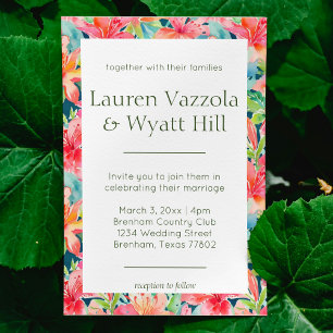 Invitation Bright Tropical Botanical Florals Mariage