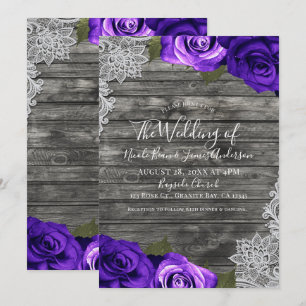 Invitation Bright Violet Rose gris Russe Blanc Mariage dentel