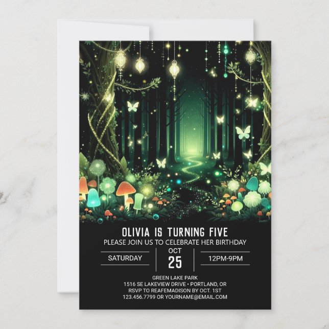 Invitation Bright Whimsy Woodland Digital Anniversaire (Devant)