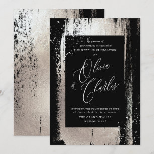 Invitation Brillant, coup de pinceau argent métallisé faux