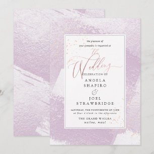 Invitation Brille, l'eau aquarelle lilas rose+Faux métallique