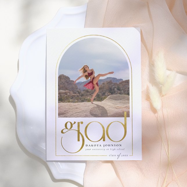 Invitation Briller | Arc d'or et typographie 2 Diplôme photo (Créateur téléchargé)