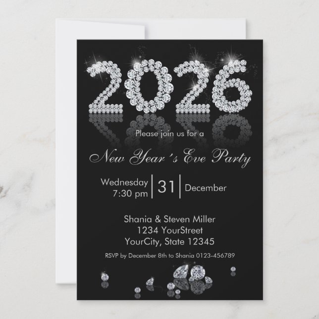 Invitation Brilliant Diamonds Luxury New Year 2026 (Devant)