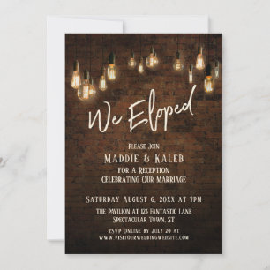 Invitation Brique industrielle avec Edison Lights, Nous Elopé
