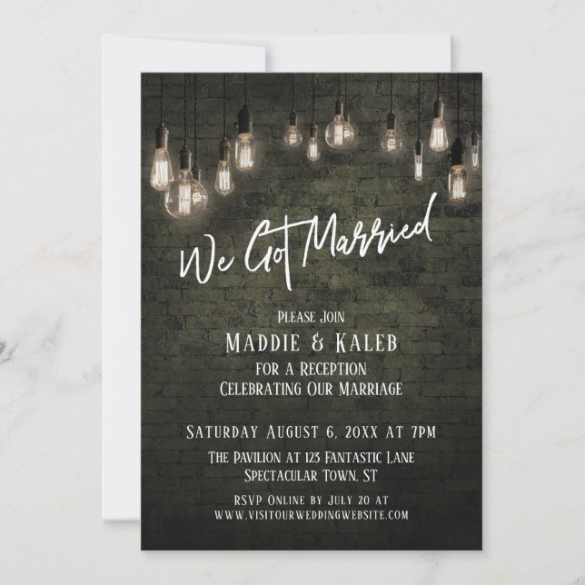 Invitation Brique industrielle avec lumières d'Edison On s'es (Devant)