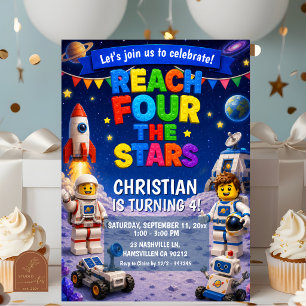 Invitation Briques Colorées Atteignent LES étoiles anniversai