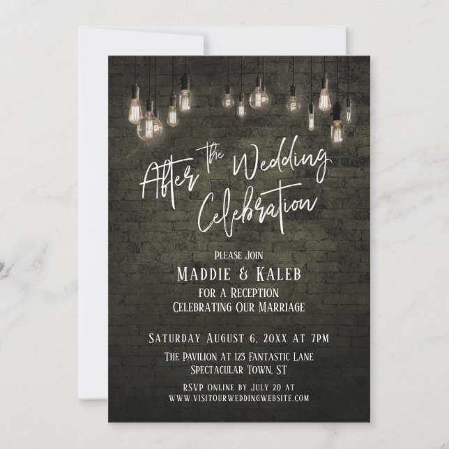 Invitation Briques Edison lumières après la célébration de ma (Devant)