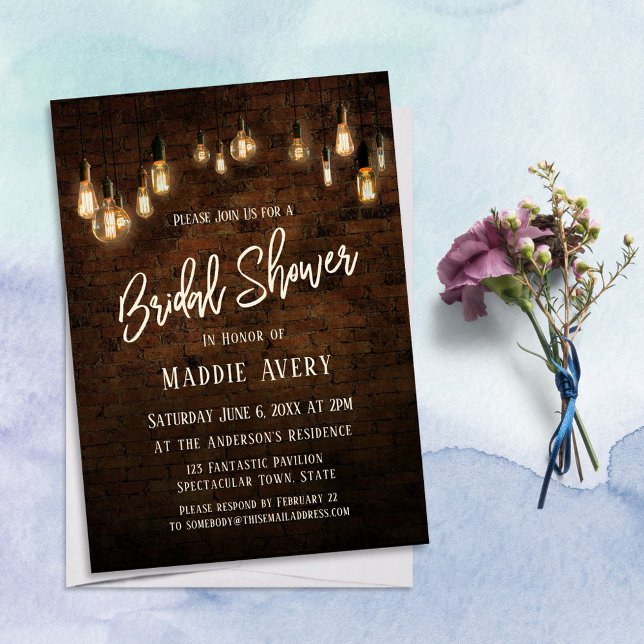 Invitation Briques industrielles avec Fête des mariées Edison (Créateur téléchargé)
