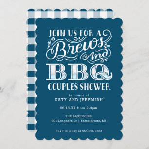 Invitation Bris et BBQ Couples Douche en bleu