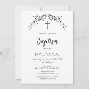 Invitation Brisant. Élégant Baptême floral feuille