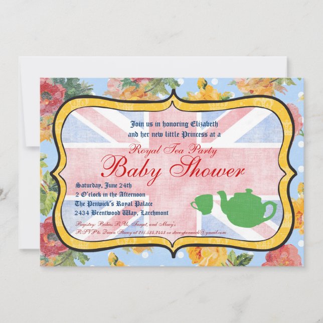 Invitation britannique royale de baby shower (Devant)