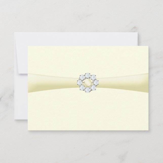 Invitation Broche Diamond et Pearl sur ruban Enregistrer la d (Devant)