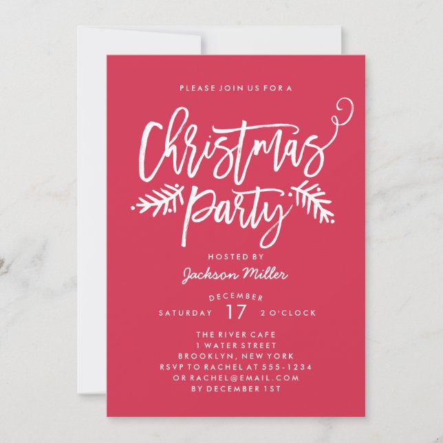 Invitation Brochure moderne Script Noël Fête Rouge (Devant)