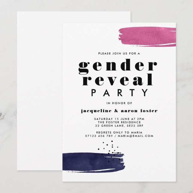 Invitation Brochures Abstraites modernes Fête de la révélatio (Devant / Derrière)
