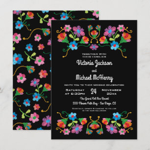 Invitation Broderie Floral Folal Art Mariage