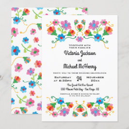 Invitation Broderie Floral Folal Art Mariage
