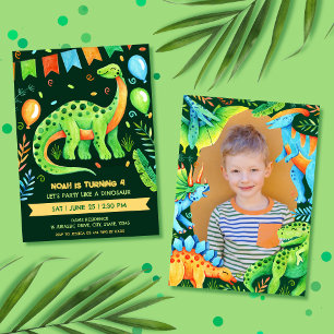 Invitation Brontosaurus Jurassic Boy Dinosaure Party Photo