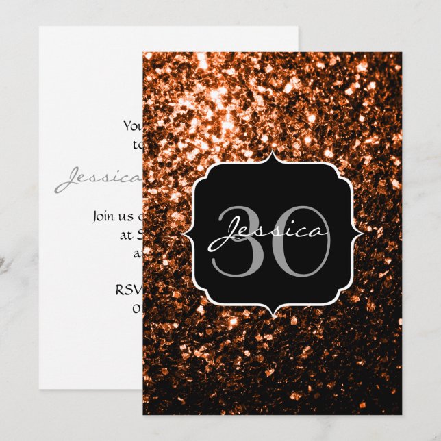 Invitation Bronze brun cuivre fausse parties scintillant scin (Devant / Derrière)