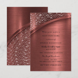 Invitation Bronze Burgund Parties scintillant sucré 16ème ann