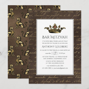 Invitation Bronze Gold Vintage Heraldique Bar Mitzvah