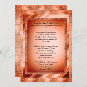 Invitation Bronze Orange Multi Patternes mariage élégant