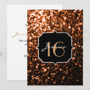 Invitation Bronze parties scintillant pétillantes Sweet 16 In