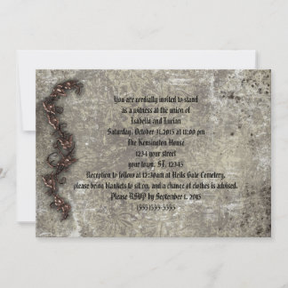 Invitation Bronze Thorn Rose Goth Steampunk Mariage
