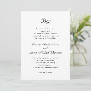 Invitation Brooke Classic Script Monogramme Mariage élégant