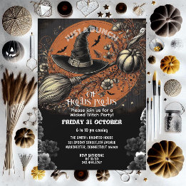 Invitation Broomstick Chapeau Hocus Pocus Fête Sorcière Vinta