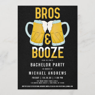 Invitation Bros et Booze Manly Beer Stein Bachelor Party