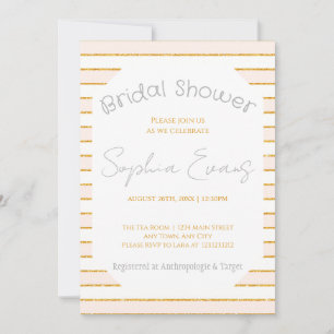 Invitation Brosse à broches et Fête des mariées à rayures or