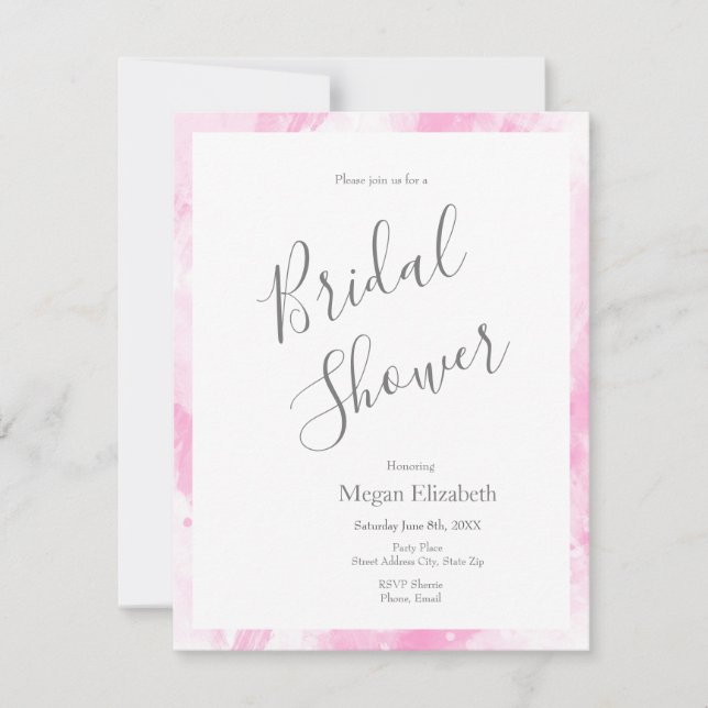 Invitation Brosse Abstraite rose douce (Devant)