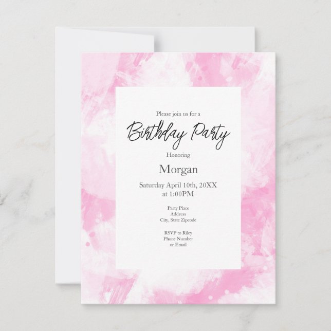 Invitation Brosse Abstraite rose douce (Devant)