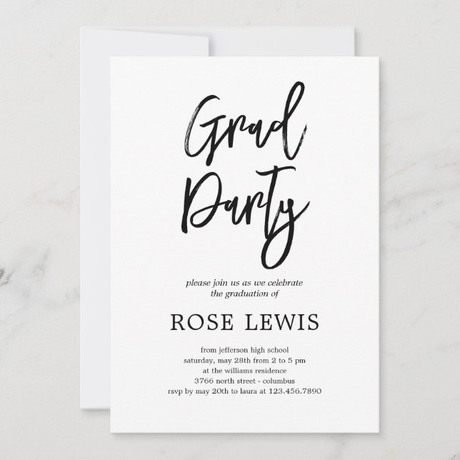 Invitation Brossé Charm Graduation Party (Devant)