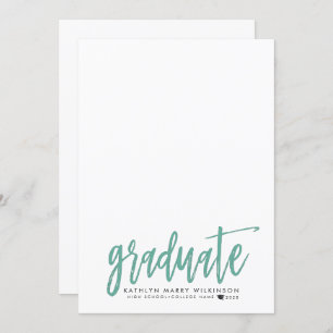 Invitation Brosse moderne Script Mint 2 Photo Graduation Part