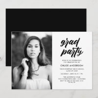 Brosse noire moderne Script Photo Graduation Party