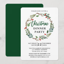Brosse Script Watercolor Wreath Christmas Party