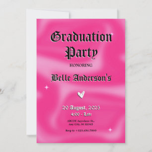 Invitation Brosses rose y2k rétro Licence de graduation