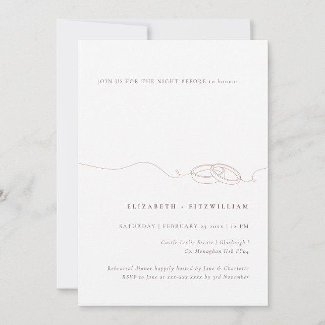 Invitation Brouille de ceinture Mariage simple minimale avant (Devant)