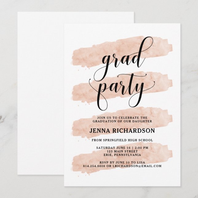 Invitation Brouiller les bandes Abstraites | Graduation Party (Devant / Derrière)