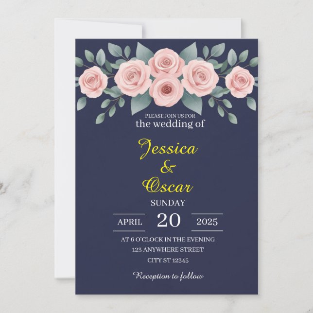 Invitation Broussage minimal et Mariage de marine (Devant)