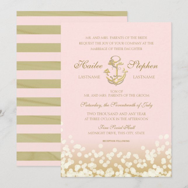 Invitation Broussaillement nautique et Mariage d'étincelle d' (Devant / Derrière)