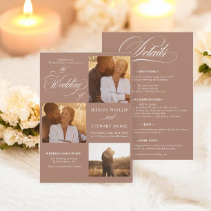 Invitation Brown blanc tout en un script photos mariage