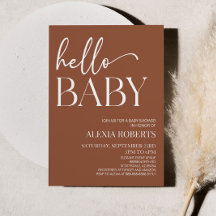 Brown Boho Bohemian Hello Baby shower bébé