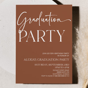 Invitation Brown Boho Bohemian Minimal Graduation Party