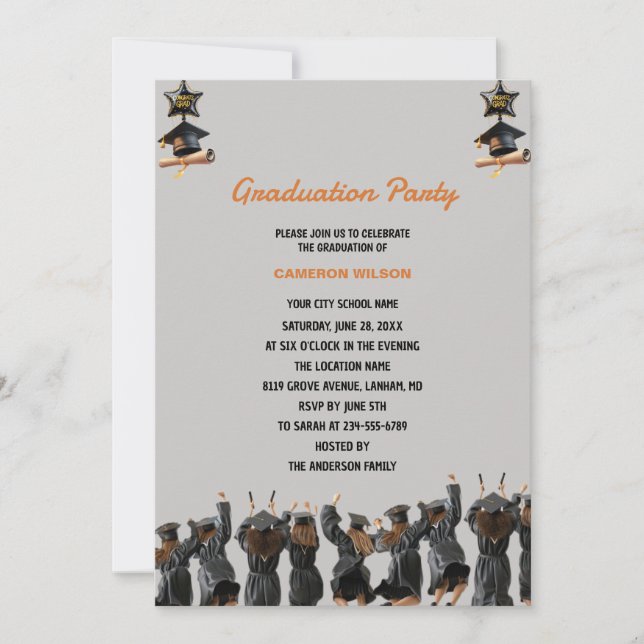 Invitation Brown Boho Bohemian Minimal Graduation Party (Devant)