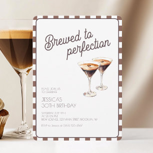 Invitation Brown brassé Espresso Martini 30e fête d'anniversa