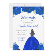 Brown Cheveux Princesse Bleue Florale Quinceanera