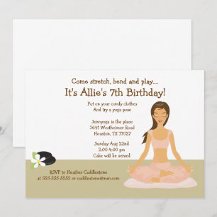 Invitation Brown Cheveux Yoga Fille Anniversaire 5x7 Invitati